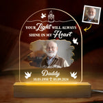 Custom Photo Memorial Gifts for Dad - Personalized Acrylic LED Light