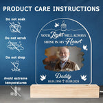 Custom Photo Memorial Gifts for Dad - Personalized Acrylic LED Light