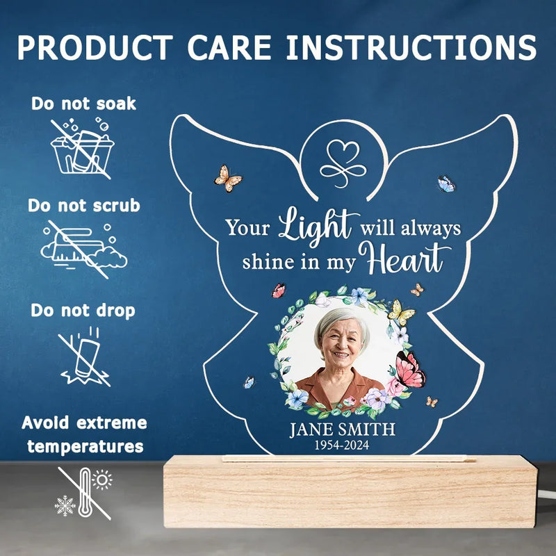Custom Photo You’re In Our Hearts And Thoughts - Memorial Personalized Custom Shaped 3D LED Light - Sympathy Gift For Family Members