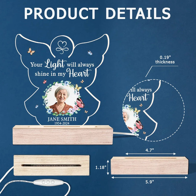 Custom Photo You’re In Our Hearts And Thoughts - Memorial Personalized Custom Shaped 3D LED Light - Sympathy Gift For Family Members