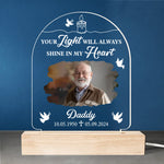 Custom Photo Memorial Gifts for Dad - Personalized Acrylic LED Light