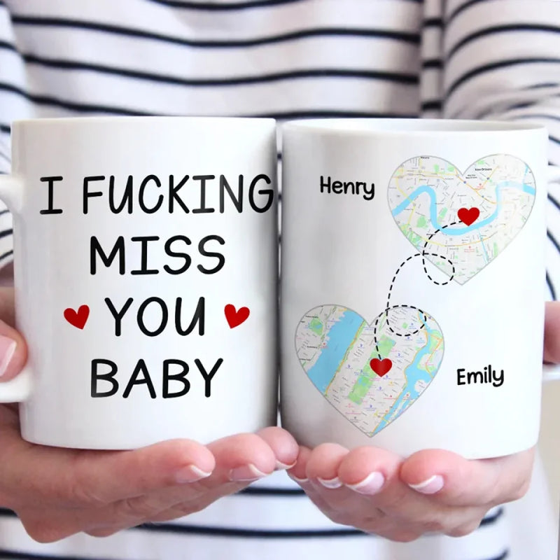 Location Map I Exist In Two Places, Here And Where You Are - Couple Personalized Custom Map Mug - Map Art, Christmas Gift For Husband Wife, Anniversary