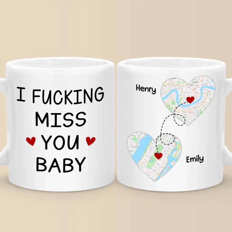 Location Map I Exist In Two Places, Here And Where You Are - Couple Personalized Custom Map Mug - Map Art, Christmas Gift For Husband Wife, Anniversary