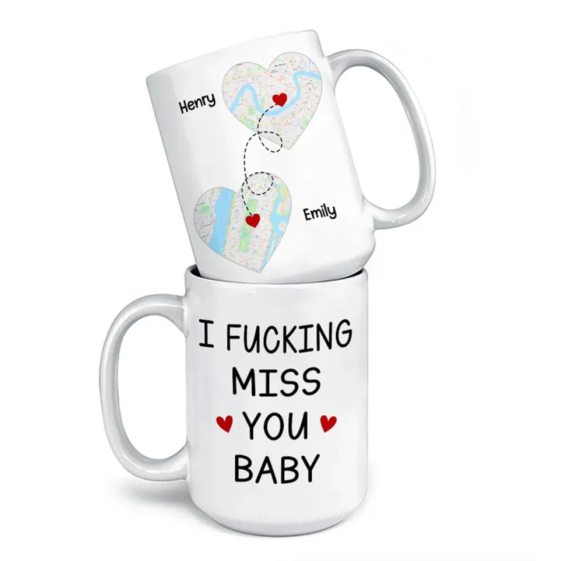 Location Map I Exist In Two Places, Here And Where You Are - Couple Personalized Custom Map Mug - Map Art, Christmas Gift For Husband Wife, Anniversary