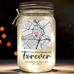 The Beginning Of Forever - Couple Personalized Custom Mason Jar Light - Gift For Couple, Husband Wife, Anniversary