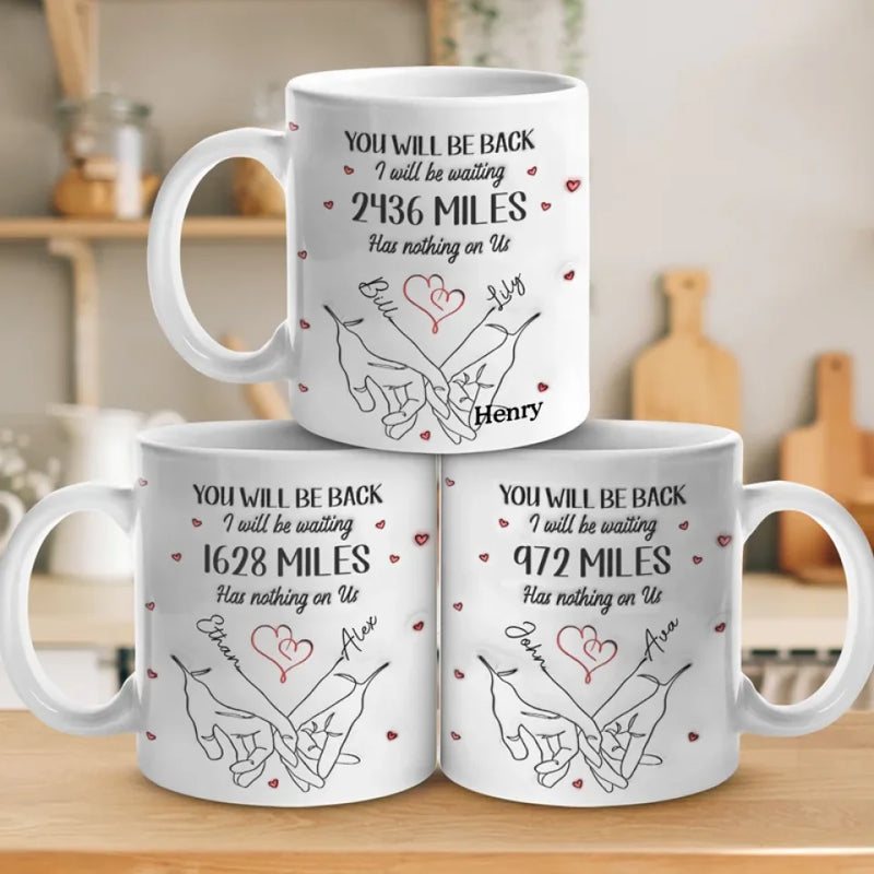 No Distance Is Too Far For Us - Couple Personalized Custom 3D Inflated Effect Printed Mug - Gift For Husband Wife, Anniversary, Long Distance Relationship