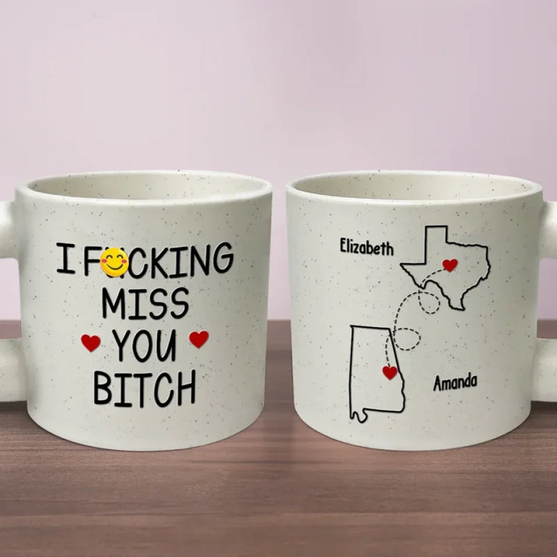 Never Too Far To Have Coffee Together - Bestie Personalized Custom Chunky Mug - Gift For Best Friends, BFF, Sisters