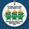Putting Out Work Fires Together - Coworker Personalized Custom Ornament - Ceramic Round Shaped - Christmas Gift, Gift For Coworkers, Work Friends, Colleagues