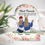 There Are Friends That Become Family - Bestie Personalized Custom Heart Shaped Acrylic Plaque - Christmas Gift For Best Friends, BFF, Sisters