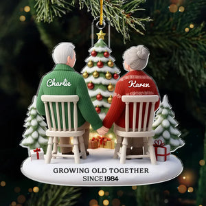 Growing Old Together - Couple Personalized Custom 3D Inflated Effect Printed Ornament - Acrylic Custom Shaped - Christmas Gift For Husband Wife, Anniversary
