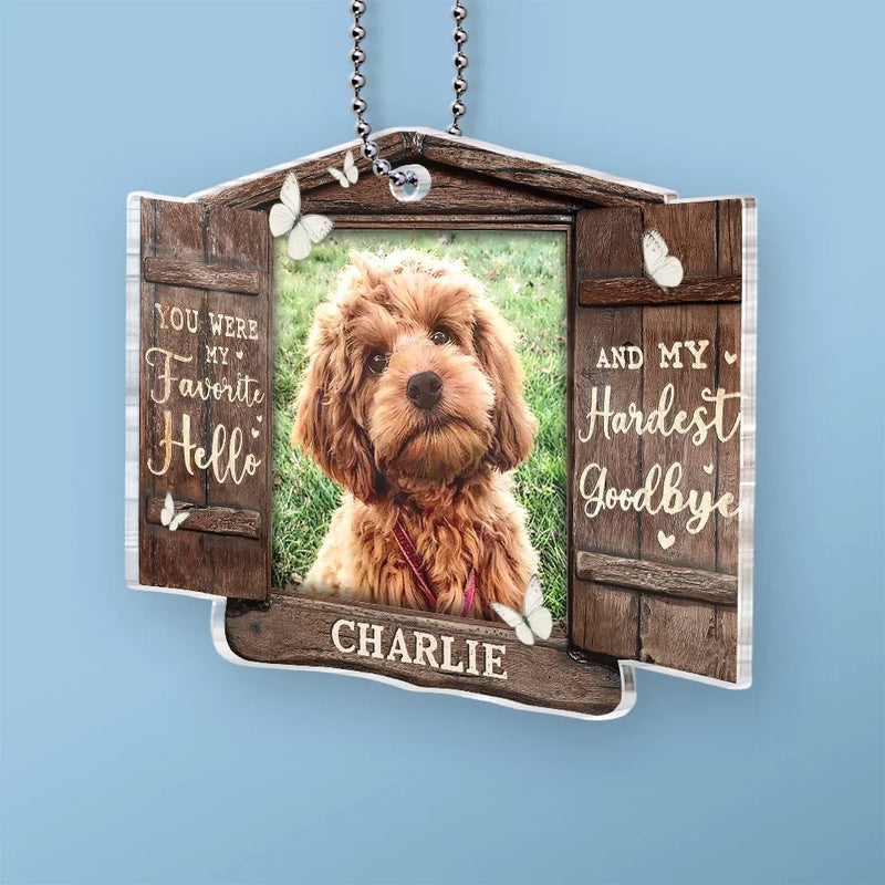 Custom Photo Unconditional Love In A Furry Package - Memorial Personalized Custom Car Ornament - Acrylic Custom Shaped - Sympathy Gift For Pet Owners, Pet Lovers