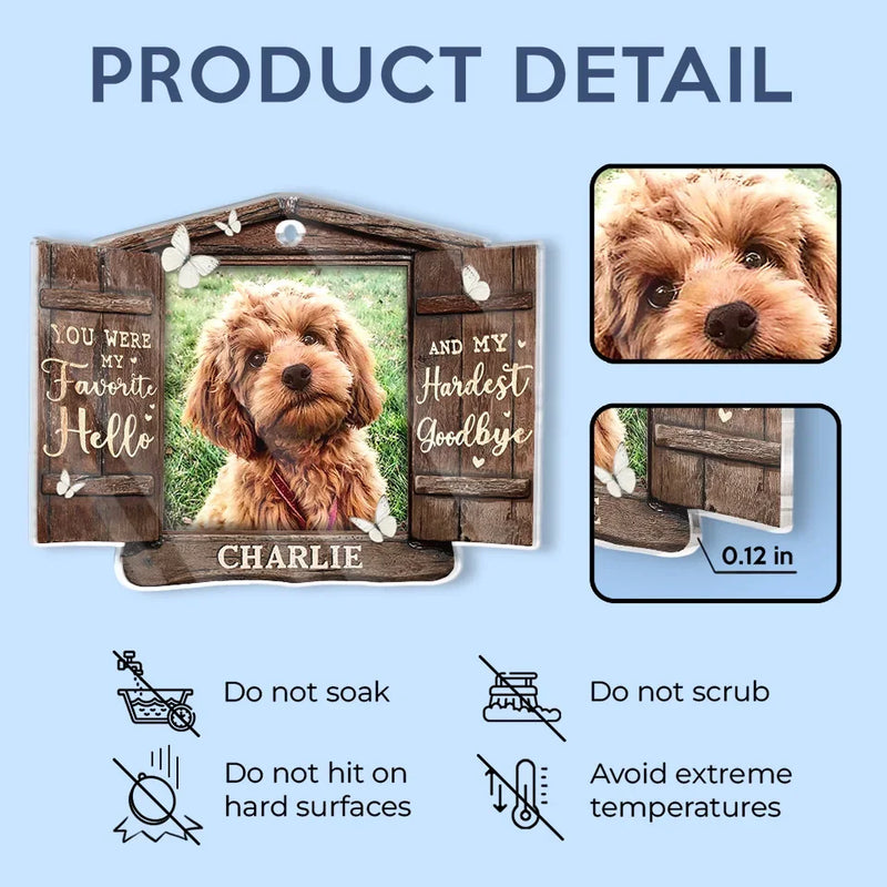 Custom Photo Unconditional Love In A Furry Package - Memorial Personalized Custom Car Ornament - Acrylic Custom Shaped - Sympathy Gift For Pet Owners, Pet Lovers