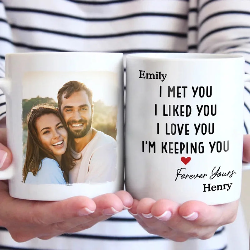 Custom Photo It Started With You And Stays With You - Couple Personalized Custom Mug - Gift For Husband Wife, Anniversary
