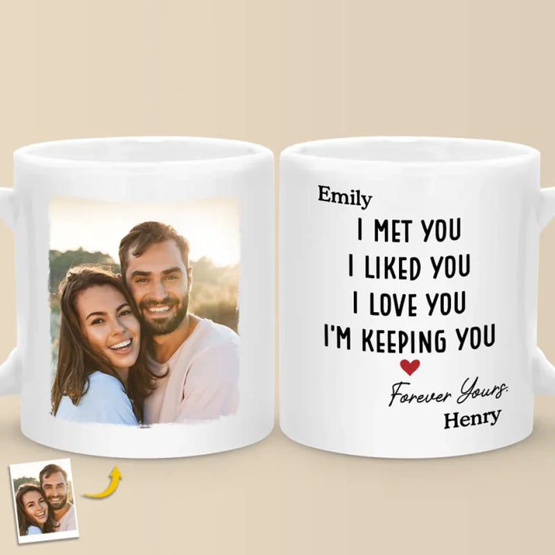 Custom Photo It Started With You And Stays With You - Couple Personalized Custom Mug - Gift For Husband Wife, Anniversary