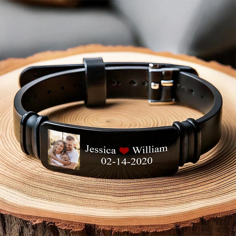 Custom Photo I Love You Always And Forever - Couple Personalized Custom Bracelet - Gift For Husband Wife, Anniversary