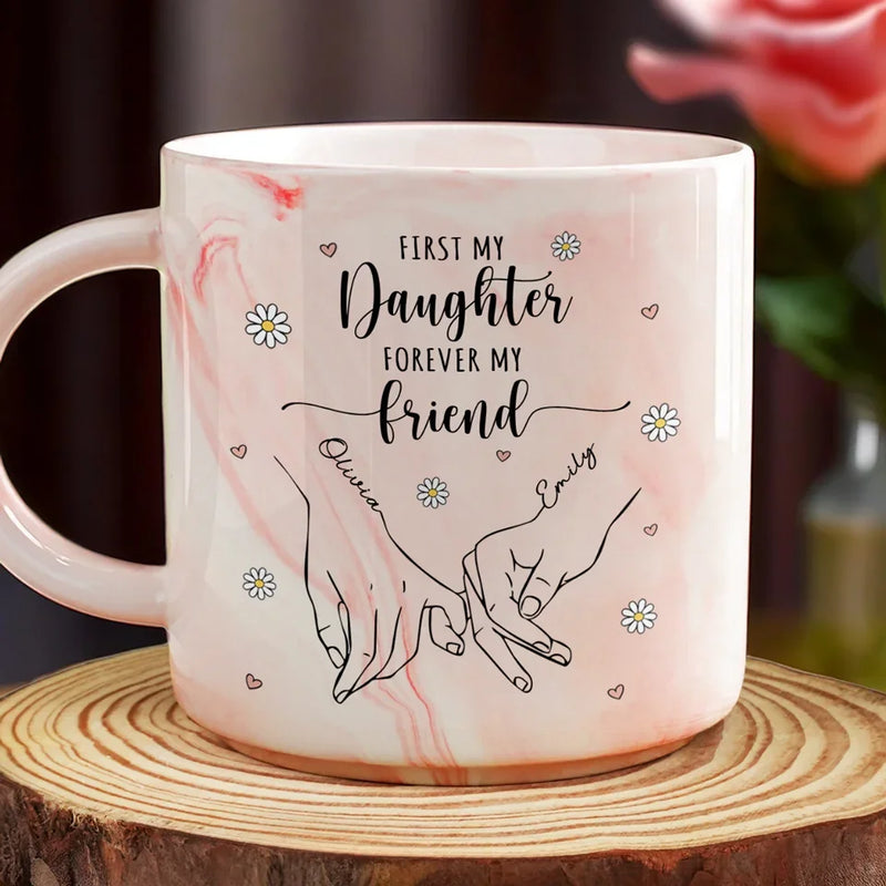 Forever My Little One - Family Personalized Custom Marble Mug - Gift For Mom, Grandma