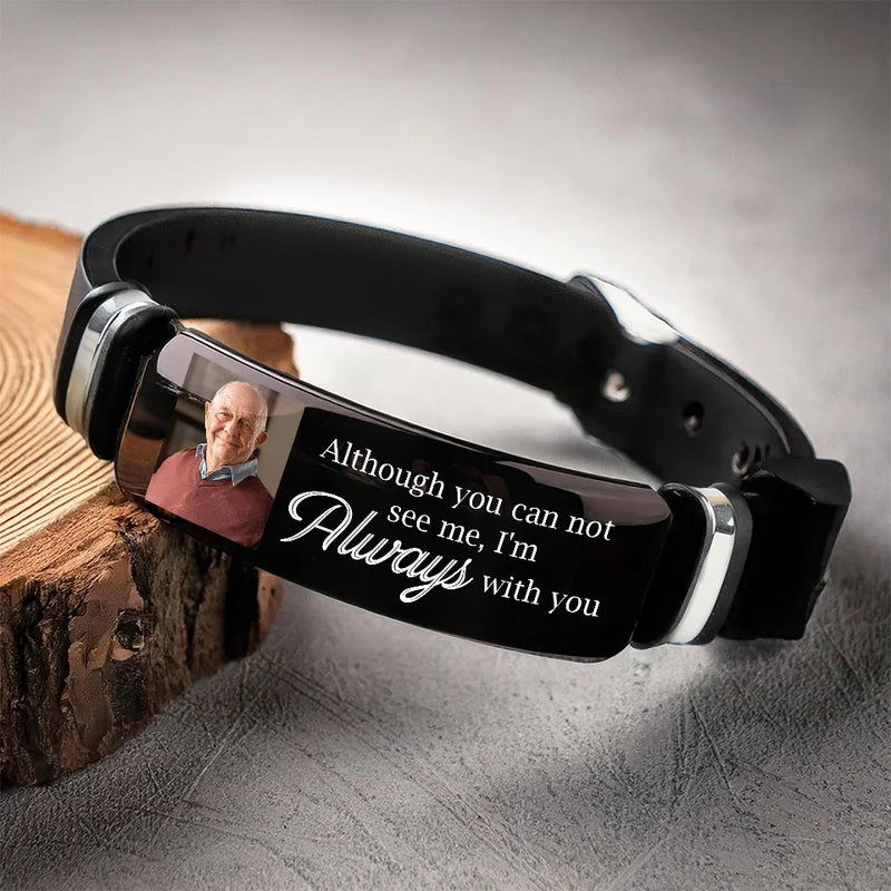 Custom Photo You Never Walk Alone - Memorial Personalized Custom Bracelet - Sympathy Gift For Family Members