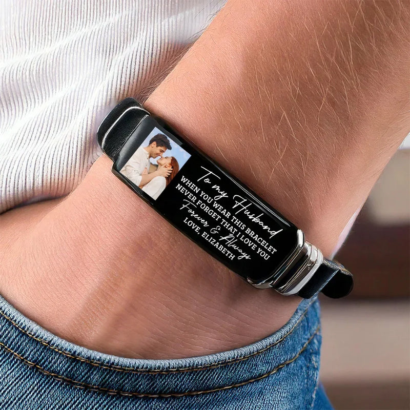 Custom Photo You Caught My Eye And My Heart - Couple Personalized Custom Bracelet - Gift For Husband Wife, Anniversary