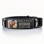 Custom Photo Congrats On Being My Husband - Couple Personalized Custom Bracelet - Gift For Husband Wife, Anniversary