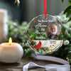 Custom Photo Love Never Dies, It Simply Transcends - Memorial Personalized Custom Circle Glass Ornament - Sympathy Gift, Christmas Gift For Family Members