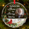 Custom Photo Love Never Dies, It Simply Transcends - Memorial Personalized Custom Circle Glass Ornament - Sympathy Gift, Christmas Gift For Family Members