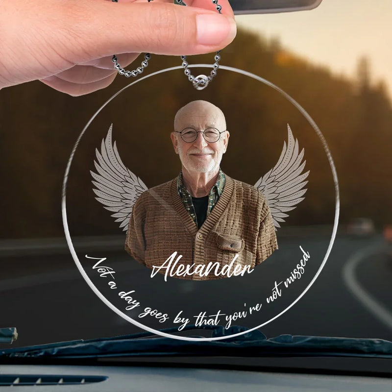 Custom Photo Greatly Loved, Deeply Missed - Memorial Personalized Custom Car Ornament - Acrylic Custom Shaped - Sympathy Gift For Family Members