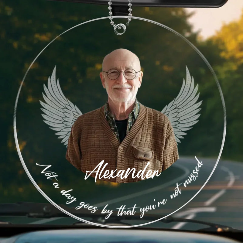 Custom Photo Greatly Loved, Deeply Missed - Memorial Personalized Custom Car Ornament - Acrylic Custom Shaped - Sympathy Gift For Family Members