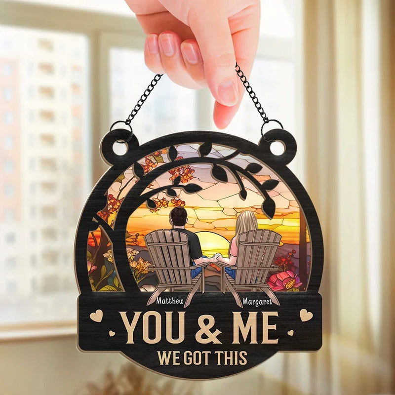 Endless Love Knows No Bounds - Couple Personalized Window Hanging Suncatcher Ornament - Gift For Husband Wife, Anniversary