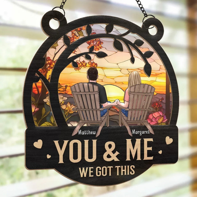 Endless Love Knows No Bounds - Couple Personalized Window Hanging Suncatcher Ornament - Gift For Husband Wife, Anniversary