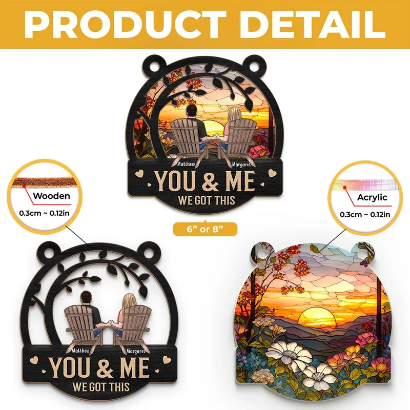 Endless Love Knows No Bounds - Couple Personalized Window Hanging Suncatcher Ornament - Gift For Husband Wife, Anniversary