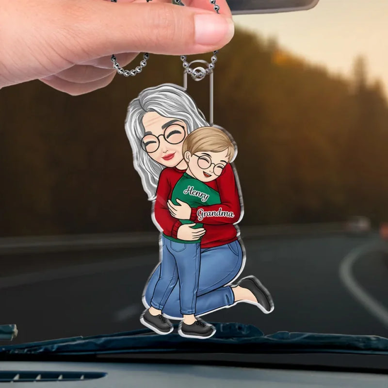 A Little Bit Parent, A Little Bit Best Friend - Family Personalized Custom Car Ornament - Acrylic Custom Shaped - Gift For Grandma
