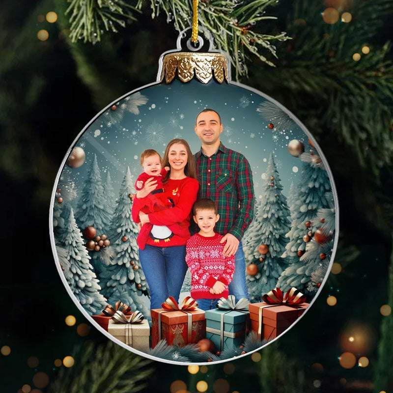 Custom Photo Family Is The True Meaning Of Christmas - Family Personalized Custom Ornament - Acrylic Custom Shaped - Christmas Gift For Family Members