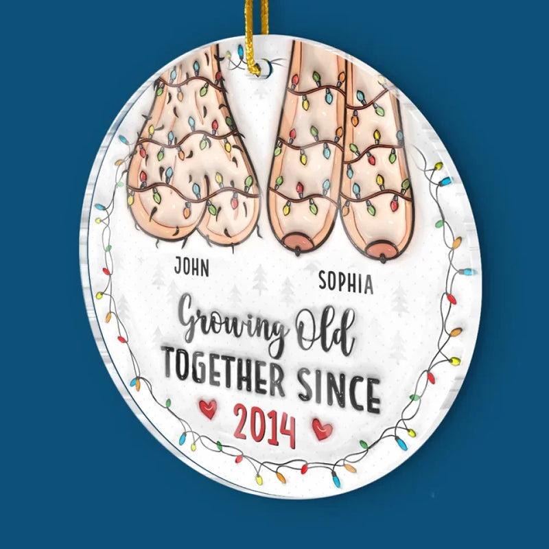 I Want To Grow Old With You - Couple Personalized Custom 3D Inflated Effect Printed Ornament - Acrylic Custom Shaped - Gift For Husband Wife, Anniversary