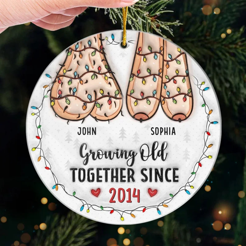 I Want To Grow Old With You - Couple Personalized Custom 3D Inflated Effect Printed Ornament - Acrylic Custom Shaped - Gift For Husband Wife, Anniversary