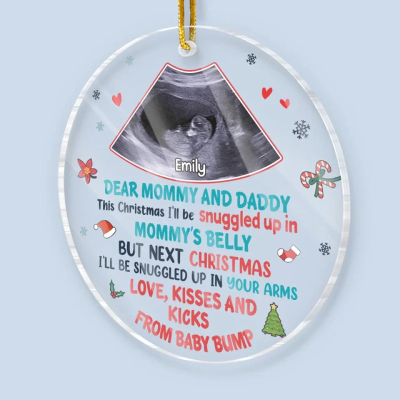 Custom Photo Next Christmas I'll Be Snuggled Up In Your Arms - Family Personalized Custom Ornament - Acrylic Custom Shaped - Christmas Gift For Baby Kids, Newborn Baby