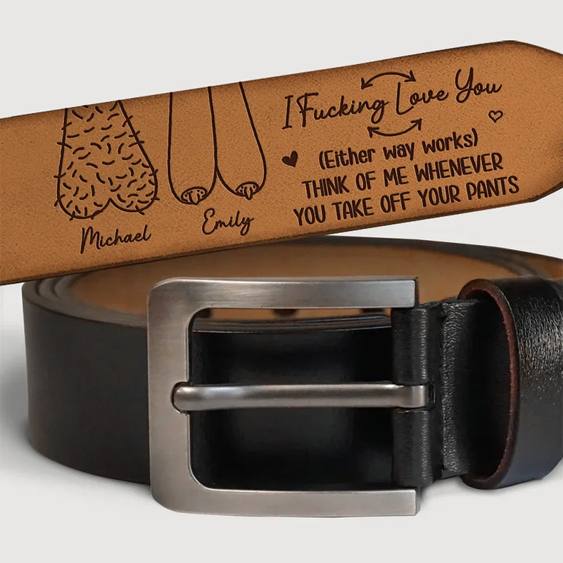 Growing Old Together - Couple Personalized Custom Engraved Leather Belt - Gift For Husband Wife, Anniversary
