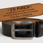 I’m Your First Line Of Defense - Couple Personalized Custom Engraved Leather Belt - Gift For Husband Wife, Anniversary