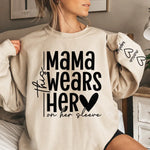 Custom Name Mama Heart on Her Sleeve Gifts for Moms - Personalized Sweater