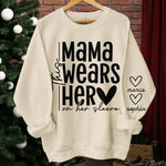 Custom Name Mama Heart on Her Sleeve Gifts for Moms - Personalized Sweater
