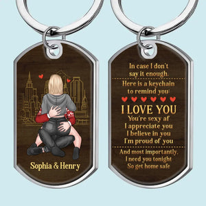 A Hug From You Feels Like Home - Couple Personalized Custom Keychain - Christmas Gift For Husband Wife, Anniversary