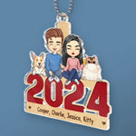 Dogs Have Owners, Cats Have Staff - Dog & Cat Personalized Custom Car Ornament - Acrylic Custom Shaped - Gift For Pet Owners, Pet Lovers