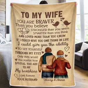 You Are Braver Than You Believe - Couple Family Personalized Custom Blanket - Gift For Husband Wife, Anniversary