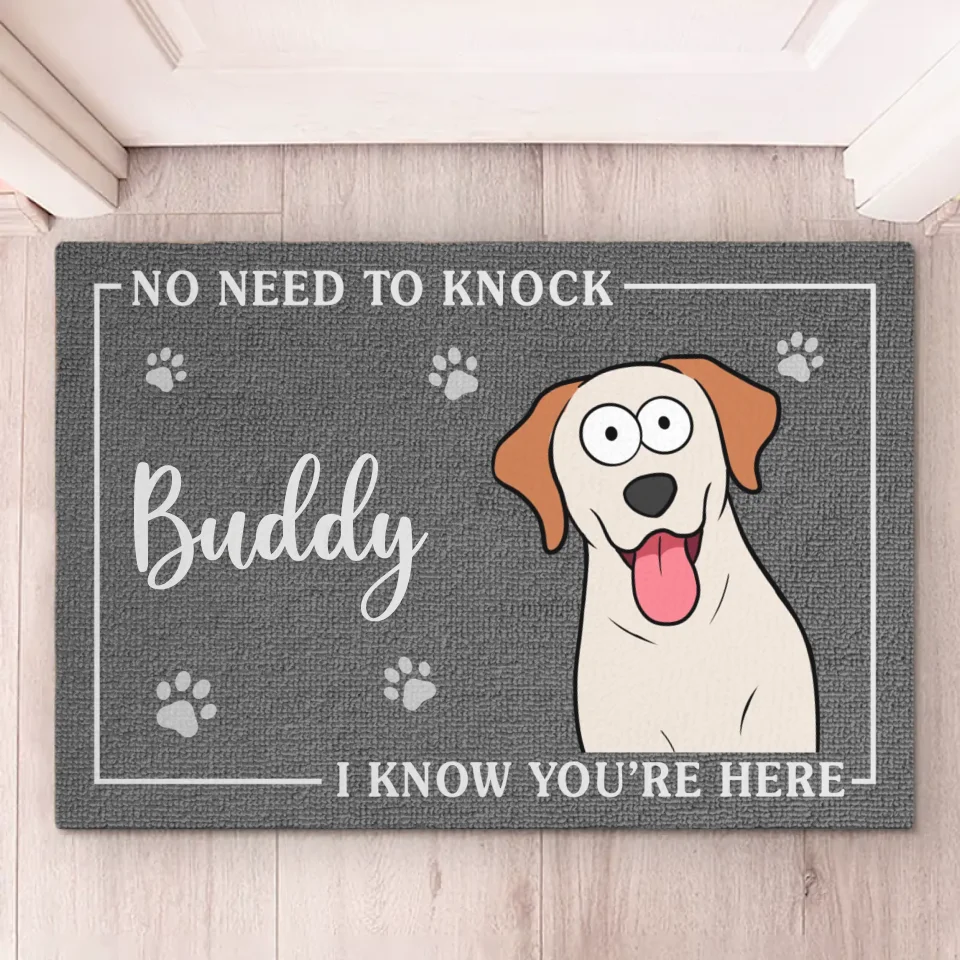 Paws At Home, Eyes On Duty - Dog Personalized Custom Home Decor Decorative Mat - House Warming Gift For Pet Owners, Pet Lovers