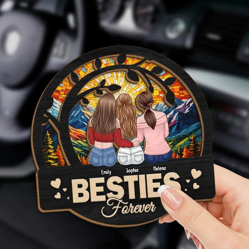 Crazy Friends, Amazing Memories - Bestie Personalized Custom Car Visor Clip - Gift For Best Friends, BFF, Sisters