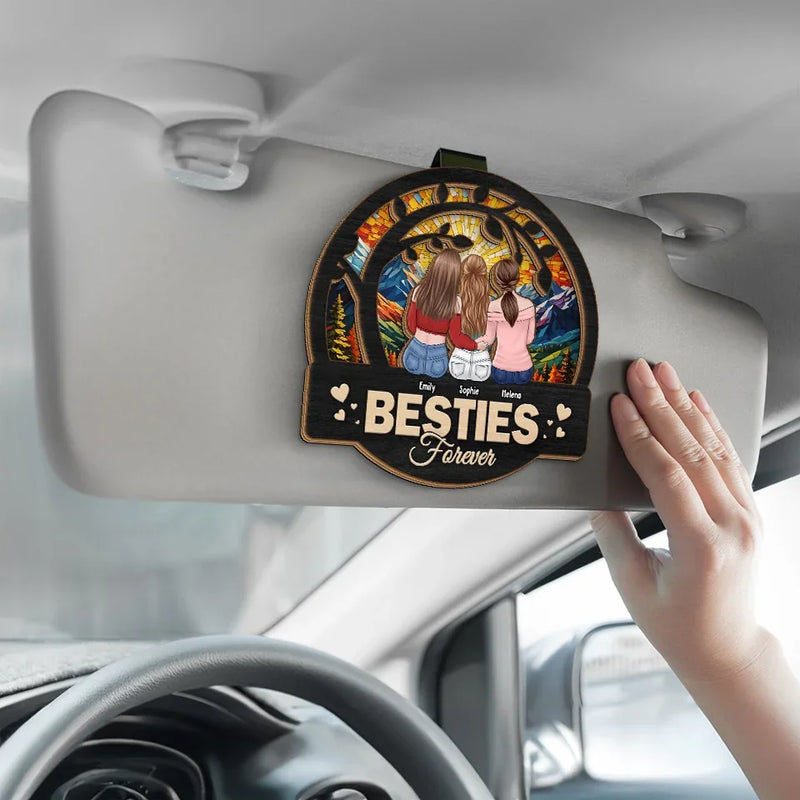 Crazy Friends, Amazing Memories - Bestie Personalized Custom Car Visor Clip - Gift For Best Friends, BFF, Sisters