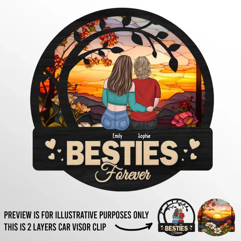 Crazy Friends, Amazing Memories - Bestie Personalized Custom Car Visor Clip - Gift For Best Friends, BFF, Sisters