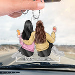 Through Thick And Thin, We Stick - Bestie Personalized Custom Car Ornament - Acrylic Custom Shaped - Gift For Best Friends, BFF, Sisters