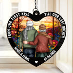 Custom Name & Date Couple Keepsake - Personalized Suncatcher Ornament