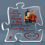Our Love Grows Stronger With Time - Couple Personalized Custom Puzzle Shaped Acrylic Plaque - Gift For Husband Wife, Anniversary