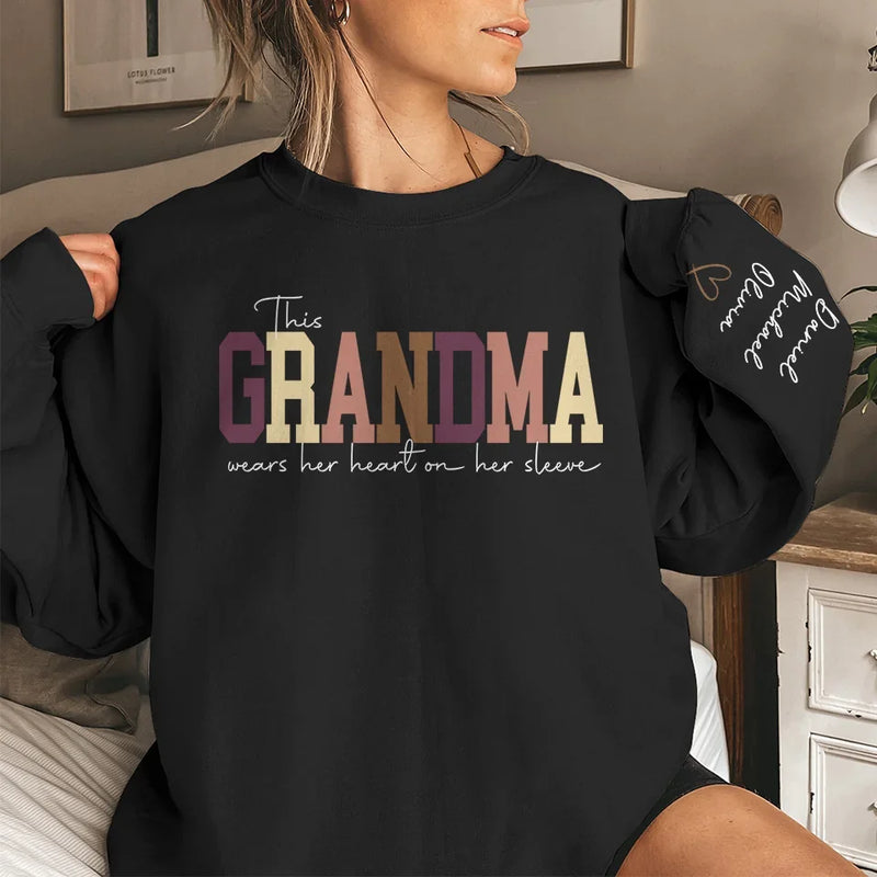 Mama’s Heart Leads The Way - Family Personalized Custom Unisex Sweatshirt, Hoodie With Design On Sleeve - Gift For Mom, Grandma